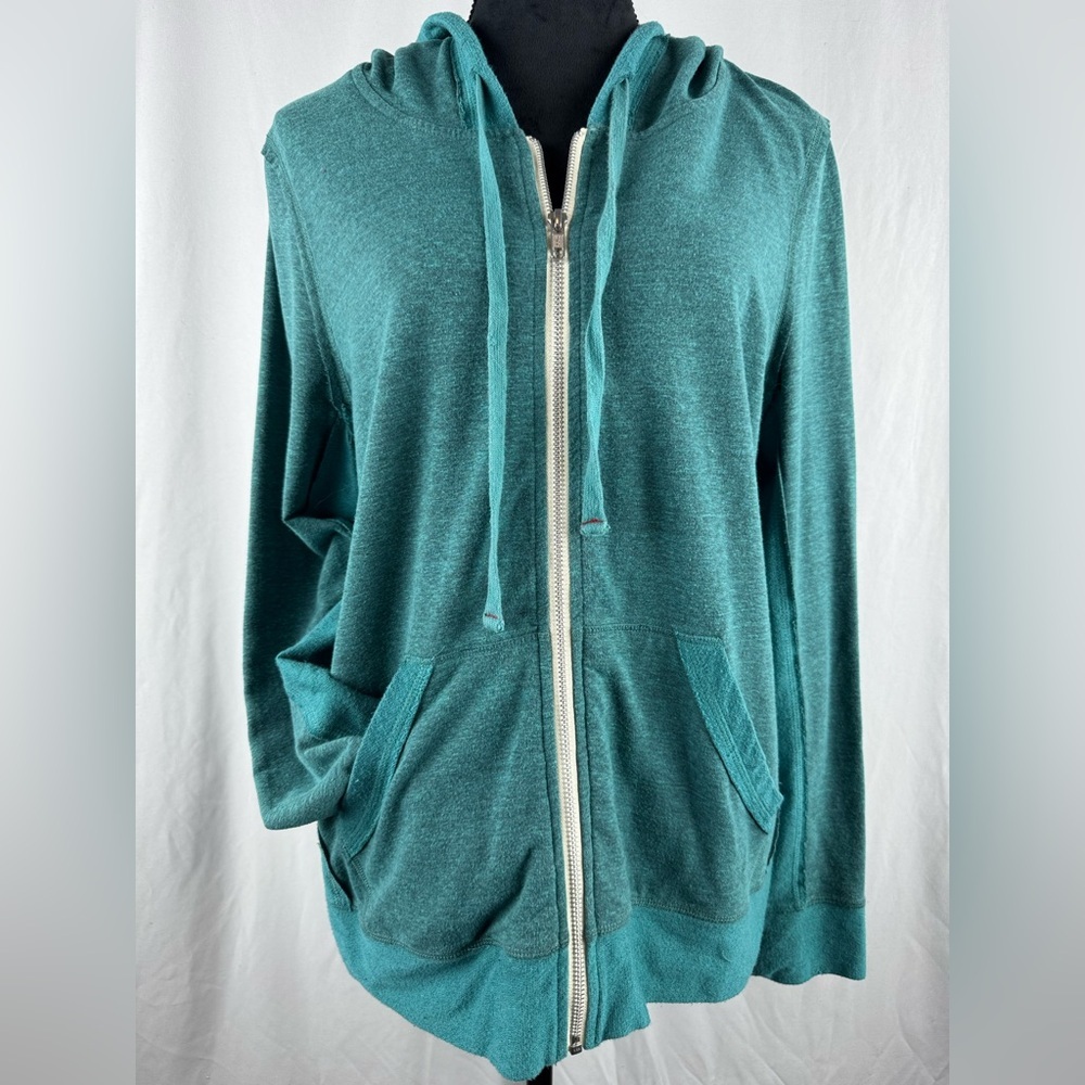 Abbot & Main Turquoise Zip Up Hooded Jacket Size Large